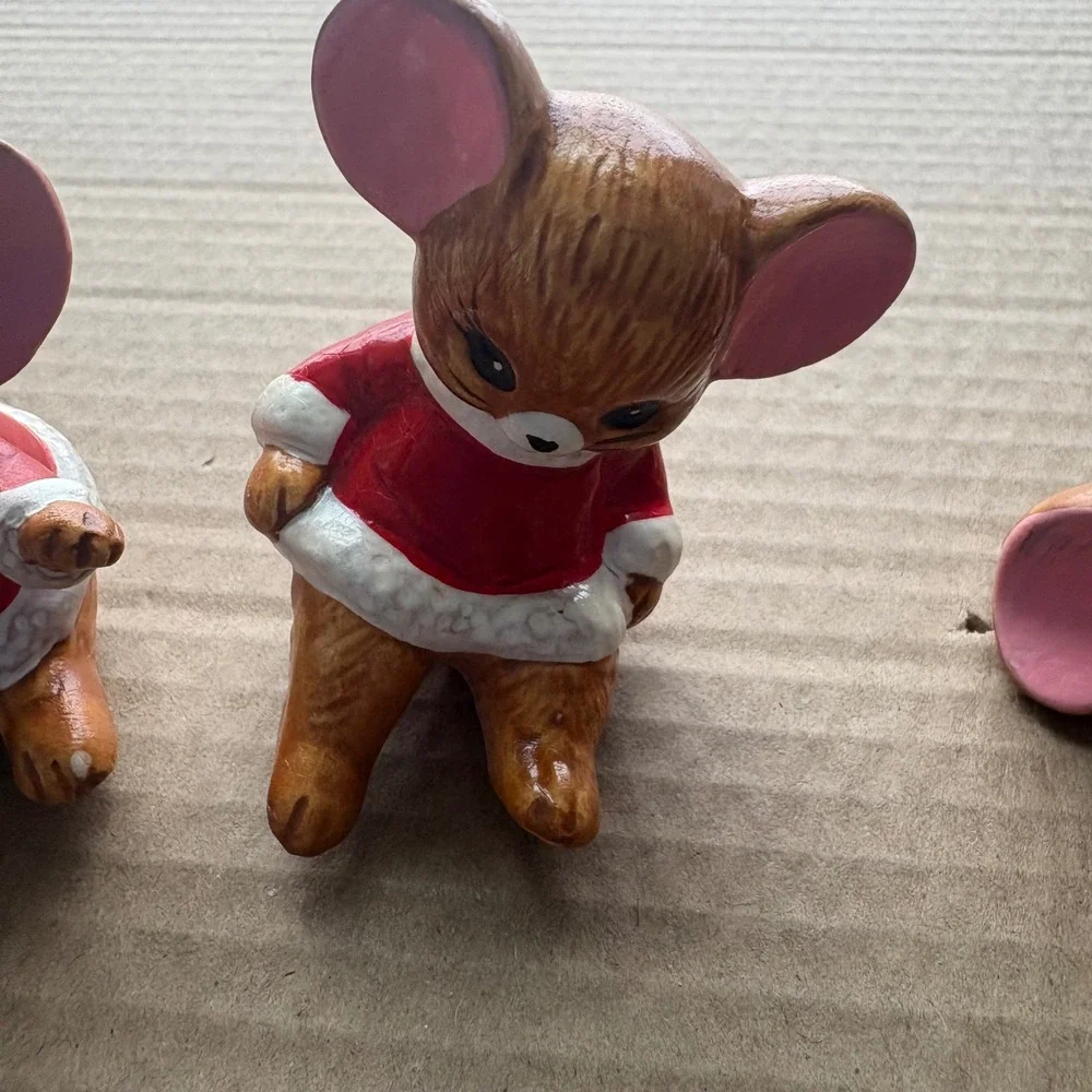 Vintage Colonial Candle Set of 3 Ceramic Mice‎ Made in Japan 2.5